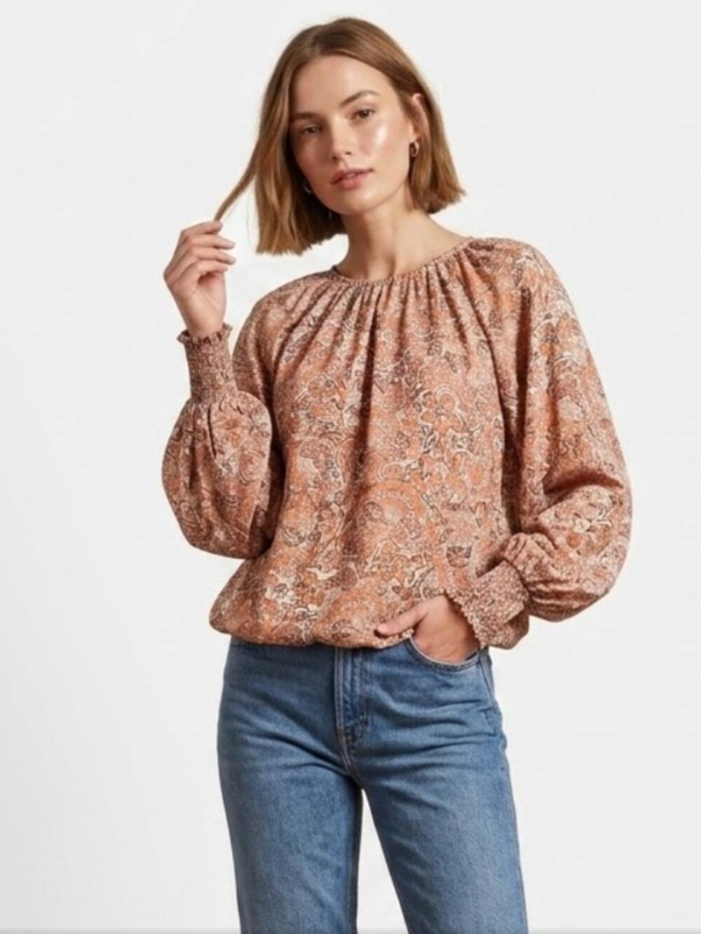 Evereve | Celeste Chiffon Floral Blouse Earth Tones | Size Small